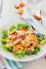 Healthy Caesar Salad with Cheese and Croutons