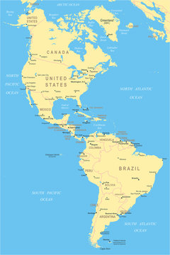 North and South America - map - illustration.
