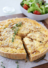 Simple light lunch of pastry pie quiche