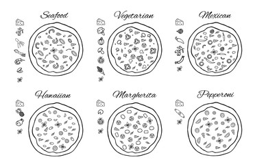 Pizza with a set of ingredients