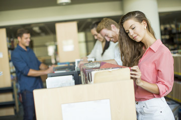 Students in the library