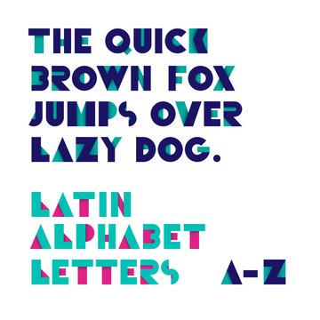 Geometric shapes alphabet letters. Retro font. Latin alphabet le