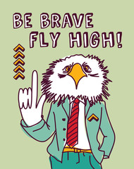 Fun business suit bird brave color