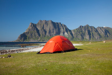 Beach camping in Norway with a expedition tent