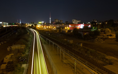 alexanderplatz berlin germany night train traffic
