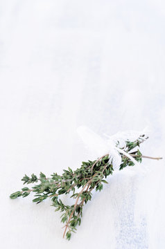 Thyme of rustic background