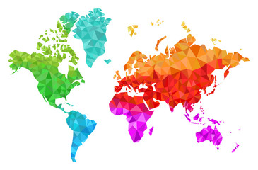 Geometric World Map in Colors