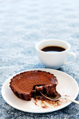 Half eaten chocolate tart