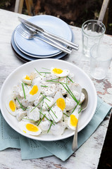 Potato salad with egg and chives