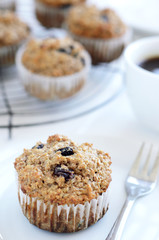 Breakfast muffin with coffee