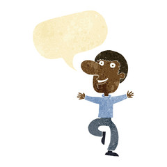 cartoon happy man with speech bubble