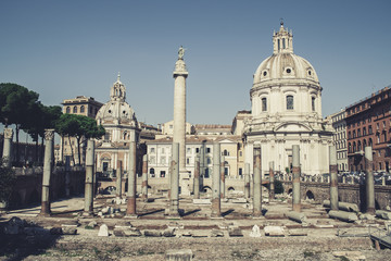 Colonna Traiana e Chiesa SS Nome di Maria in Rome