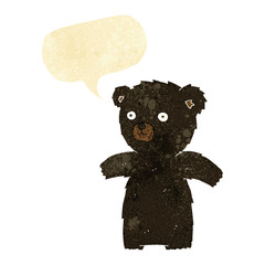 cute cartoon black bear with speech bubble