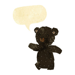 cute cartoon black bear with speech bubble