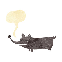cartoon funny little dog with speech bubble