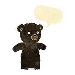 cute cartoon black bear with speech bubble