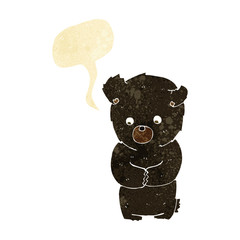 cute cartoon black bear with speech bubble