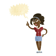 cartoon woman with idea with speech bubble