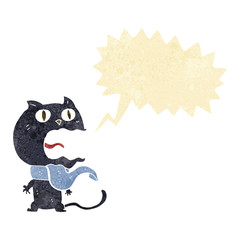 cartoon frightened cat with speech bubble