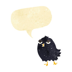 funny cartoon bird with speech bubble