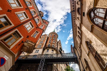 Fotobehang Classic architecture on narrow streets of Stockholm, Sweden © ozef_cg