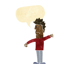 cartoon stressed man with speech bubble
