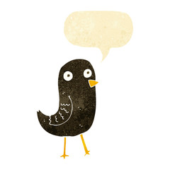 funny cartoon bird with speech bubble