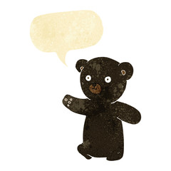 cartoon black bear cub with speech bubble