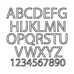 Vector illustration black polka dot spotted alphabet letters and