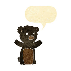 cartoon black bear cub with speech bubble