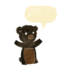 cartoon black bear cub with speech bubble