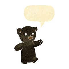 cartoon black bear cub with speech bubble