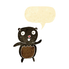 cartoon black bear cub with speech bubble