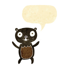cartoon black bear cub with speech bubble