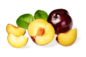 sliced black plum on white