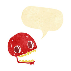 cartoon spooky skull with speech bubble