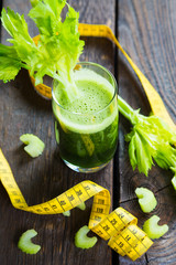 Celery juice and measuring tape