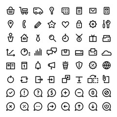 Linear icons set for web services. Black color.