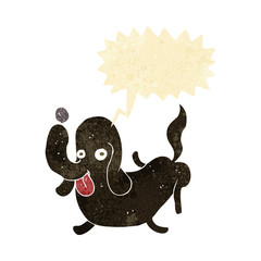 cartoon dog sticking out tongue with speech bubble