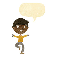 cartoon excited man with speech bubble