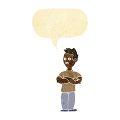 Obraz na płótnie Canvas cartoon man with crossed arms with speech bubble