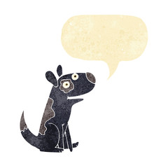 cartoon happy dog with speech bubble