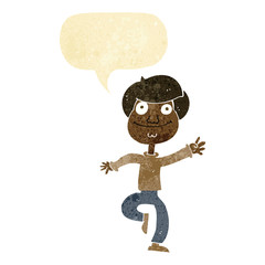 cartoon dancing man with speech bubble