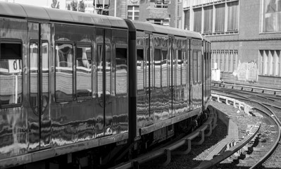 berlin germany sbahn train in black and white
