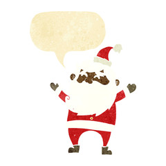 cartoon happy santa claus with speech bubble