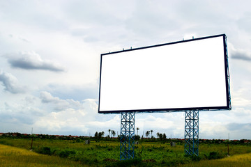 Empty billboard with blue sky.