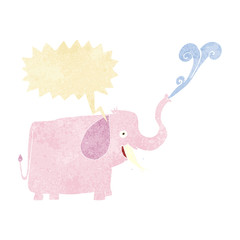 cartoon happy elephant with speech bubble