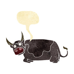 cartoon bull with speech bubble