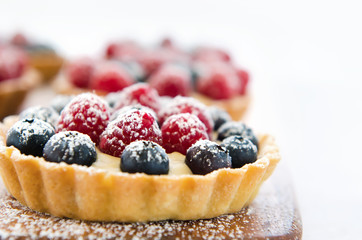 Close up profile of a dessert