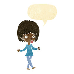 cartoon confused woman with speech bubble